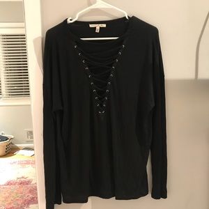 EXPRESS COTTON LONG SLEEVE W/ LACED UP FRONT